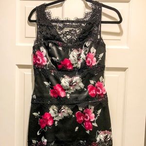 Brand New Black and Floral Dress with Lace